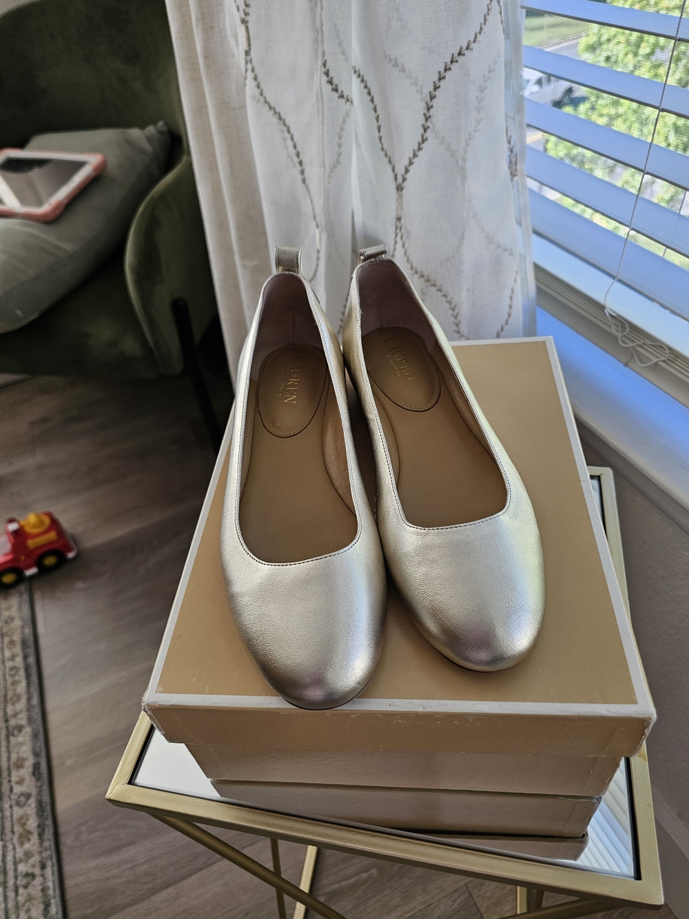 Polo by Ralph Lauren Metallic Silver Ballet Flats